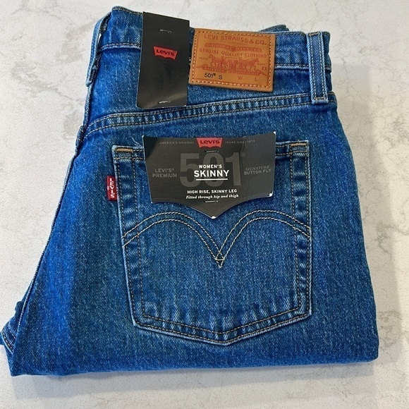 Levi's Premium 501 S Big E Women's Buttonfly Distressed Skinny Jeans Size 28x28 - Picture 16 of 16